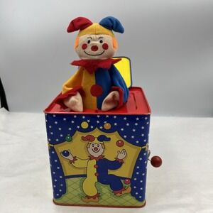 Vintage 1997 Schylling Tin Musical Wind Up Jack in the Box Circus Clown/Jester